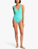 Seafolly Womens Deep V Neck One Piece Swimsuit Light Blue/ Light Blue