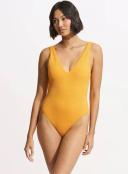 Seafolly Womens Deep V Neck One Piece Swimsuit Light Blue/ Light Blue