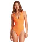 Seafolly Womens Tango Sea Dive V-Neck Swimsuit 12