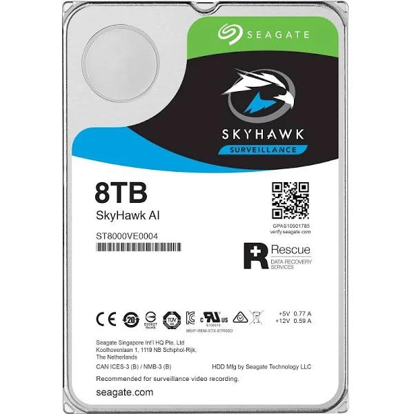Seagate St8000ve0004 8TB Skyhawk AI 3.5 Surveillance Hard Drive
