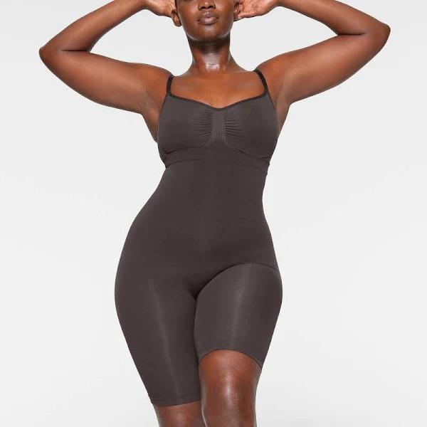 Seamless Sculpt Mid Thigh Bodysuit | Espresso