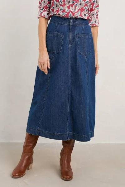 Seasalt Cornwall Dusk Journey Skirt in Mid Indigo Wash 12