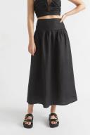 Seed Heritage Core Linen Gathered Maxi Skirt Black 12