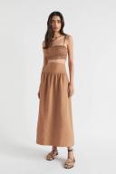 Seed Heritage Core Linen Gathered Maxi Skirt in Auburn Brown 10