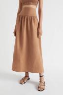 Seed Heritage Core Linen Gathered Maxi Skirt in Auburn Brown 10