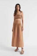 Seed Heritage Core Linen Gathered Maxi Skirt in Auburn Brown 16