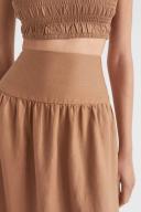 Seed Heritage Core Linen Gathered Maxi Skirt in Auburn Brown 16
