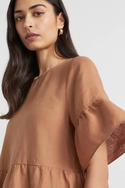 Seed Heritage Core Linen Mini Dress Brown 04