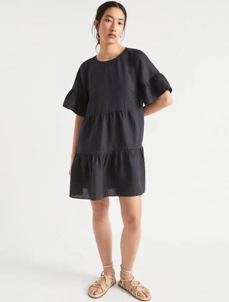 Seed Heritage Core Linen Mini Dress in Deep Navy Dark Navy 04