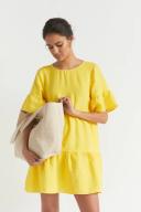 Seed Heritage Core Linen Mini Dress in Gold Amber Yellow 12