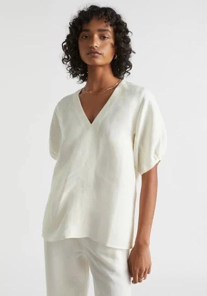 Seed Heritage Linen Blend Panelled Blouse in Cream 10