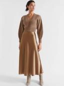 Seed Heritage Satin Maxi Skirt in Macchiato Cappuccino 8