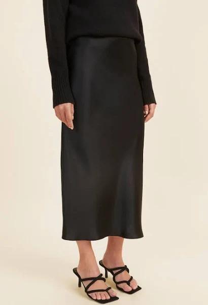 Seed Heritage Satin Slip Midi Skirt Black 06