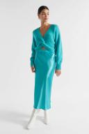 Seed Heritage Satin Slip Midi Skirt in Blue 16