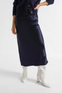 Seed Heritage Satin Slip Midi Skirt in Blue Navy 14