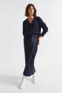 Seed Heritage Satin Slip Midi Skirt in Blue Navy 16