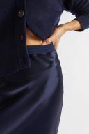 Seed Heritage Satin Slip Midi Skirt in Blue Navy 16