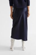 Seed Heritage Satin Slip Midi Skirt in Blue Navy 16