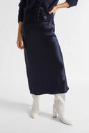 Seed Heritage Satin Slip Midi Skirt in Blue Navy 4