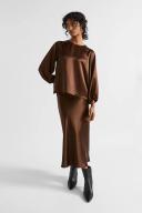 Seed Heritage Satin Slip Midi Skirt in Brown Brown 16