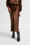Seed Heritage Satin Slip Midi Skirt in Brown Brown 8