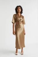 Seed Heritage Satin Slip Midi Skirt in Deep Brass Brown 14