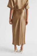 Seed Heritage Satin Slip Midi Skirt in Deep Brass Brown 16
