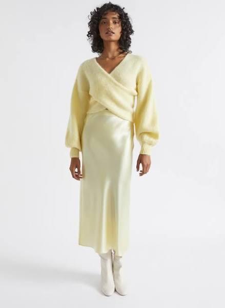 Seed Heritage Satin Slip Midi Skirt in Yellow 12