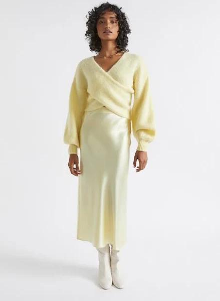 Seed Heritage Satin Slip Midi Skirt in Yellow 14