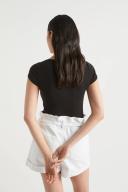 Seed Heritage Square Neck Rib Tee in Black XS