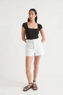 Seed Heritage Square Neck Rib Tee in Black XS
