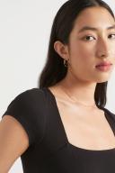 Seed Heritage Square Neck Rib Tee in Black XS