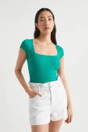 Seed Heritage Square Neck Rib Tee in Green XL