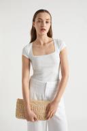 Seed Heritage Square Neck Rib Tee in White L