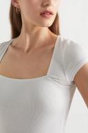 Seed Heritage Square Neck Rib Tee in White L