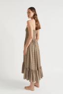 Seed Heritage Textured Gingham Strapless Midi Dress Brown 12