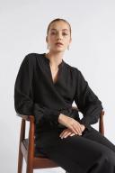 Seed Heritage Textured Pleat Cuff Blouse in Black 16