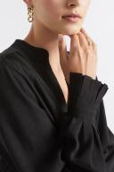 Seed Heritage Textured Pleat Cuff Blouse in Black 8