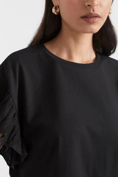 Seed Heritage Textured Trim Flutter Tee Black XXS