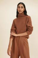Seed Heritage Turtleneck Rib Sweater in Mahogany Brown XS