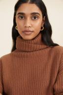 Seed Heritage Turtleneck Rib Sweater in Mahogany Brown XS