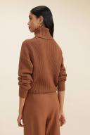Seed Heritage Turtleneck Rib Sweater in Mahogany Brown XXS
