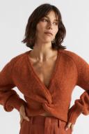 Seed Heritage Wool Blend Twist Knit in Orange Burnt Oran XXS
