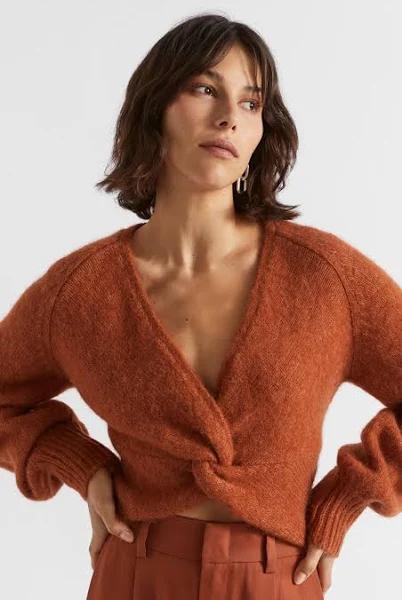 Seed Heritage Wool Blend Twist Knit in Orange Burnt Oran XXS