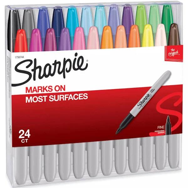 Sharpie - Permanent Marker - Fine - Assorted Colors - 24 Count