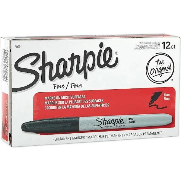 Sharpie Permanent Markers, Fine Point, Black 12-Count