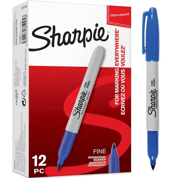 Sharpie Permanent Markers | Fine Point | Blue | 12 Count