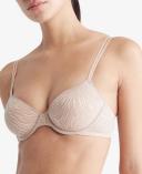 Sheer Marquisette Lace Lightly Lined Demi Bra Brown 8 A