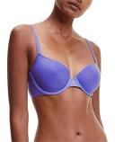 Sheer Marquisette Lightly Lined Demi Bra Blue 14 B