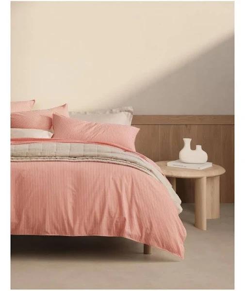 Sheridan Reilly Stripe Quilt Cover Set in Papaya Pink Single